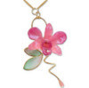 Pink Enamel Orchid Pendant