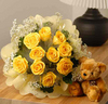 Yellow Roses With a Cute Bear