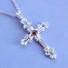 Garnet Cross Pendant 