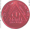 Red 1-Month AA sobriety coin