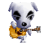 a dog serenading with a guitar