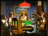 A picture of dogs playing poker