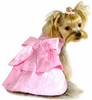 Pink Satin dog Dress with Bow