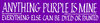 a purple sticker