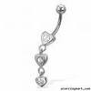 silver three heart belly ring