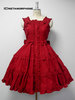 Red Pin-tuck Ribbon Dress